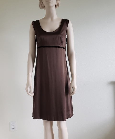 Theory Brown Silk Empire Silhouette Knee length Dress size 2 - Picture 1 of 15